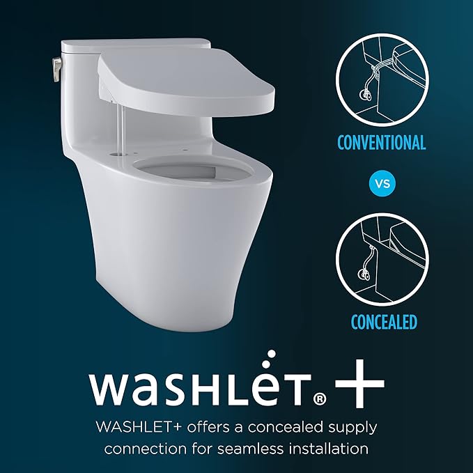 TOTO® Drake® WASHLET®+ Two-Piece Elongated 1.28 GPF TORNADO FLUSH® Toilet with S2 Bidet Seat, Cotton White - MW7763346CEG#01