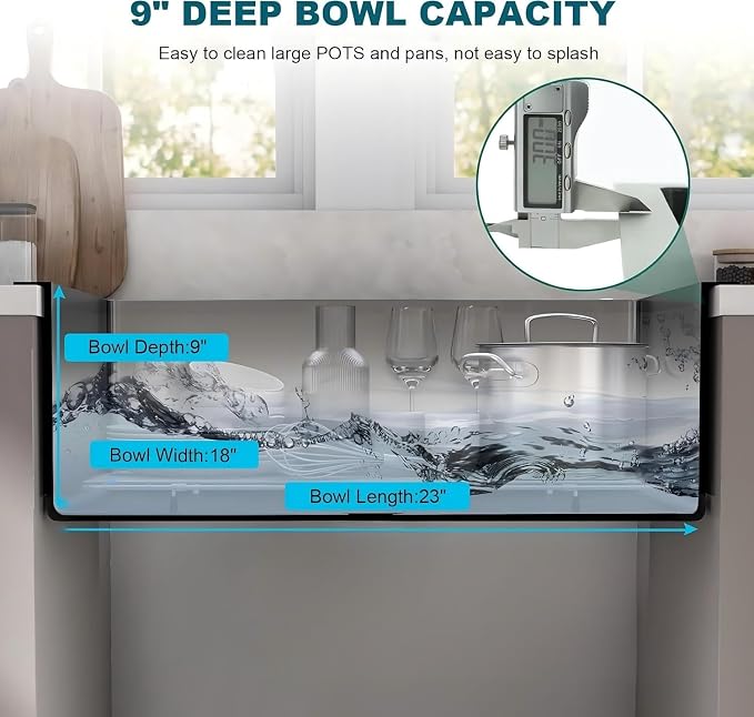25x22 Inch Drop In Kitchen Sink, 20 Gauge 304 Stainless Steel Single Bowl Top Mount Sinks, Brushed Nickel Handmade Round Corner 25"x22"x9"