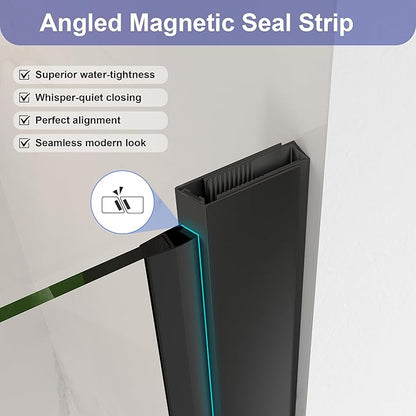 28"-30" W x 72" H Frameless Pivot Shower Door Matte Black | 1/4"(6mm) SGCC Tempered Glass with Explosion-Proof Film &Nano Coating,Customizable Width