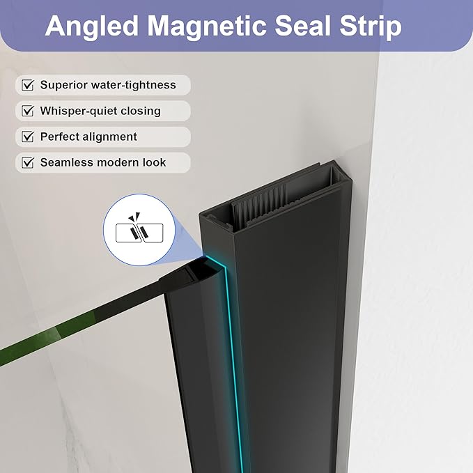 30"-32" W x 72" H Frameless Pivot Shower Door Matte Black | 1/4"(6mm) SGCC Tempered Glass with Explosion-Proof Film &Nano Coating,Customizable Width