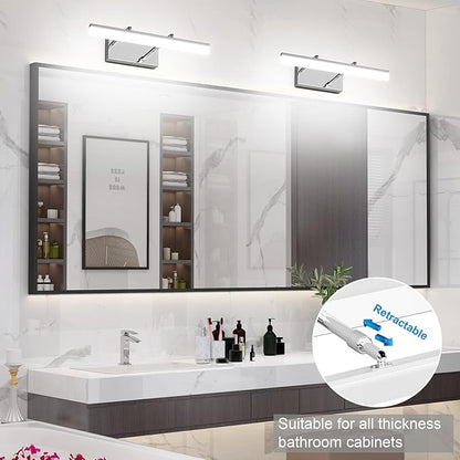 Aipsun 15.7 inch LED Vanity Lights Adjustable Bathroom Wall Light Bathroom Lighting Fixture Over Mirror Chrome Modern Vanity Lighting 5500K