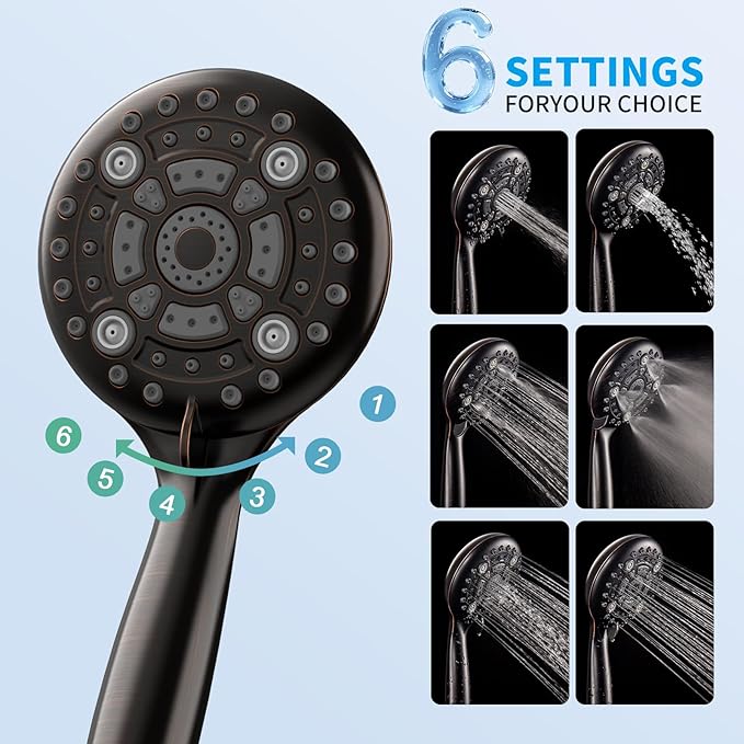 EMBATHER Shower Faucet Sets - Overhead Rain Head Shower System with High Pressure Handheld Complete Combo and Mixer Valve Trim Kit - Oil Rubbed Bronze Rainfall Shower Fixture for Luxury Bathroom