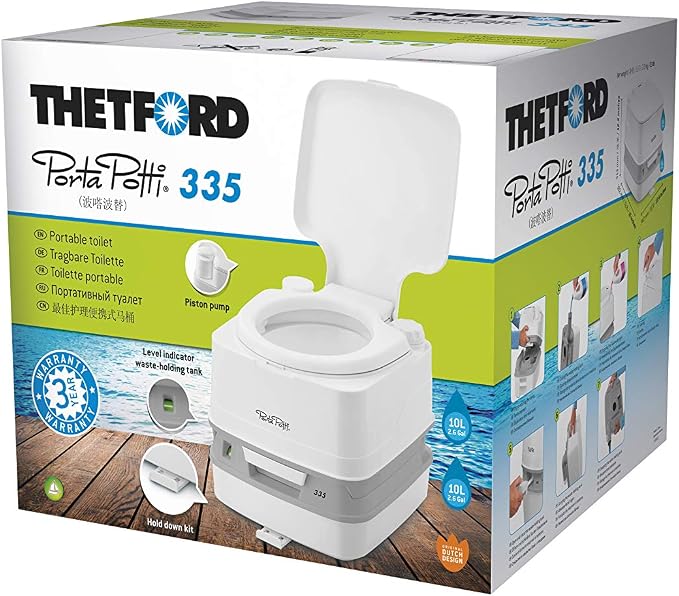 Thetford 92828 Porta Potti 335 Portable Toilet, White-Grey 313 x 342 x 382 mm