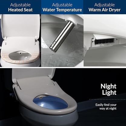 Bio Bidet BB1200 Elongated Smart Bidet, Warm Water Wash, Heated Seat & Dryer, App & Remote Control