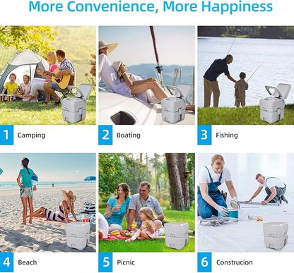 YITAHOME 2.64Gal Portable Toilet Camping Porta Potty | w/Press Flush Pump, Space Saving Indoor Outdoor Toilet for Adults, RV Travel, Boat and Trips