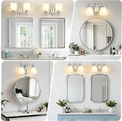 Bathroom Vanity Lights Over Mirror, 2 Light Bath Vanity Light Modern Chrome Bathroom Lighting Vanity Light Vintage Style for Living Room Cabinet Bedroom Restroom