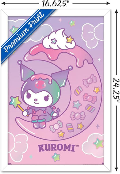 Trends International Hello Kitty and Friends: 24 Dreamland - Kuromi Wall Poster, 22.4L x 14.7W, White Framed Version