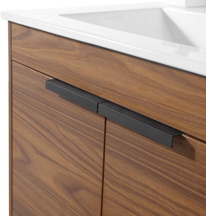 Phoenix 24 Inch Bathroom Vanity with Sink – Modern Design, Soft-Close Doors, Storage Drawers, Durable Build – Walnut Vanity for Small Bathrooms (Full Assembly Required)