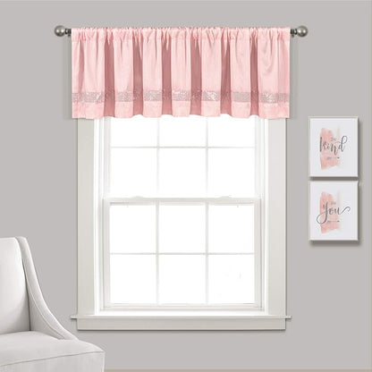 Lush Decor Night Sky Sequins Valance, Single, 84" W x 18" L, Blush & Silver - Extra Wide Curtain - Kitchen Curtain Valance - Modern Glam Decor - Bathroom Or Kitchen Valance For Windows