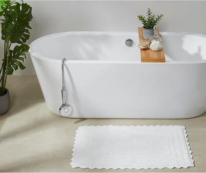 Better Trends Lilly Crochet 21x34 Reversible Bath Rugs and Bath mats for Bathroom, Luxurious 100% Cotton Bath Rug & Water Absorbent Bathroom Mat - White Bath Matt
