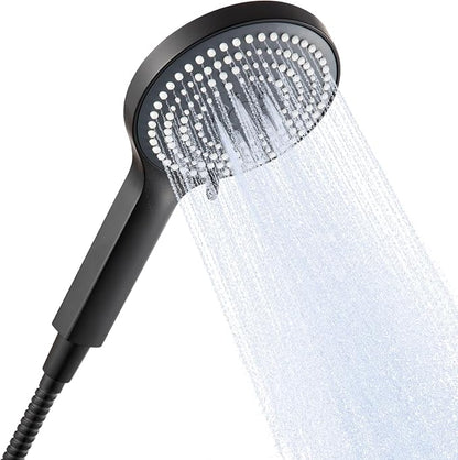OFFO Handheld Shower Head Set, 6-Mode High Pressure Handheld Sprayer with 60 in Stainless Steel Shower Hose, High Flow Large Powerful Boosting Handheld Showerhead for Low Water Pressure, Matte Black