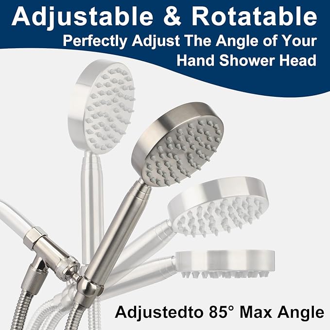 All Metal Shower Head with Handheld - 72" Long Hose, High Pressure Sprayer | Hand HeId Showerhead Spray, Solid Outdoor Showerheads and Brass Holder, Brushed Nickel