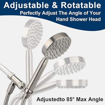 All Metal Shower Head with Handheld - 72" Long Hose, High Pressure Sprayer | Hand HeId Showerhead Spray, Solid Outdoor Showerheads and Brass Holder, Brushed Nickel