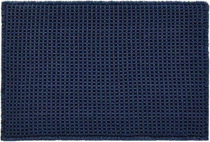 TYUU Waffle Bath Mat, Boho Bathroom Rugs Non Slip, 36x24 Navy Blue | Super Absorbent Quick Dry Bath Rug, Non-Slip Backing, Soft Waffle Washable Farmhouse Bathroom Mats, Tub, Shower & Home Decor
