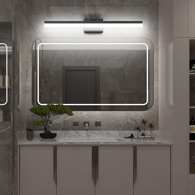 Ralbay Modern LED Black Bathroom Vanity Lights 31.5inch Modern Led Matt Black Vanity Light Fixtures Over Mirror (White Light 6000K)