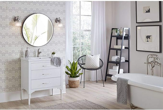 Progress Lighting P2989-81 Archie Collection Clear Double Prismatic Glass Coastal Bath Vanity, 1-Light, Antique Nickel