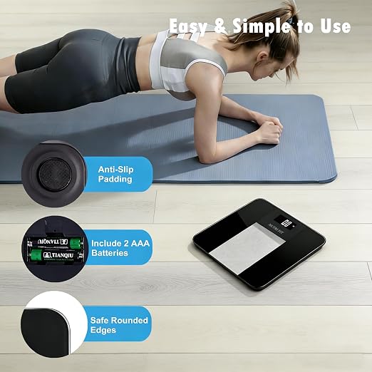 Digital Bathroom Scale for Body Weight Loss 0.1lb High Accuracy | Tempered Glass, 0.1lb Precision, 400lb Capacity, Larg Backlit LCD Display, Step-On Technology, Weight Loss for Home Fitness