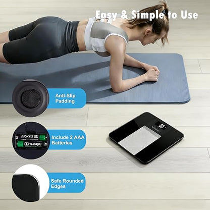 Digital Bathroom Scale for Body Weight Loss 0.1lb High Accuracy | Tempered Glass, 0.1lb Precision, 400lb Capacity, Larg Backlit LCD Display, Step-On Technology, Weight Loss for Home Fitness