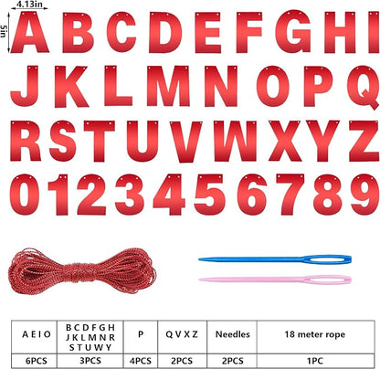 DIY Banner Kit with Letters Bright Red Customizable Birthday Banners Graduation Banner Custom Party Hanging Banners for Graduation Wedding Party Baby Shower Decoration (Bright Red)