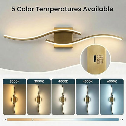 Vanity Light for Bathroom, 31.6 Inch Gold LED Dimmable | Bathroom Lights Fixture Over Mirror, 5CCT Adjustable Color Temperatures Modern Wall Sconces for Bathroom Bedroom Living Room