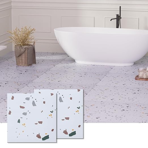 Peel and Stick Floor Tile, 10-Pack 12" x 12" Vinyl Flooring, Waterproof Self-Adhesive Luxury Vinyl Tiles, Easy DIY for Bathroom, Kitchen, Dinning Room, RV, Cover 10 Sq. Mosaic
