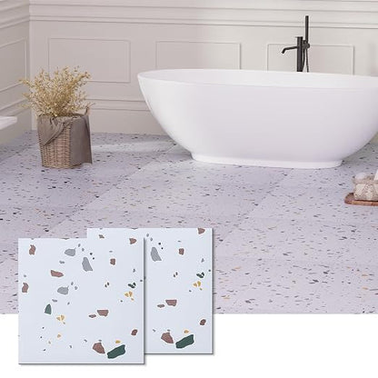 Peel and Stick Floor Tile, 10-Pack 12" x 12" Vinyl Flooring, Waterproof Self-Adhesive Luxury Vinyl Tiles, Easy DIY for Bathroom, Kitchen, Dinning Room, RV, Cover 10 Sq. Mosaic