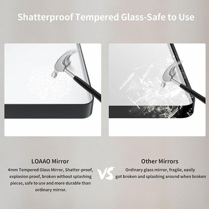 LOAAO 55X36 Inch Black Metal Framed Bathroom Mirror | Matte Black Bathroom Vanity Mirror, Rounded Rectangle, Anti-Rust, Tempered Glass, Hangs Horizontally or Vertically