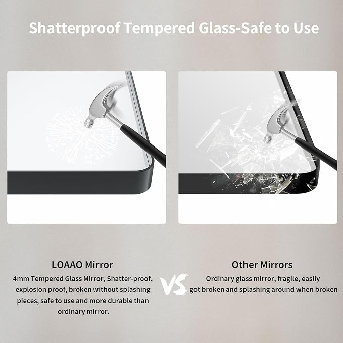 LOAAO 60X30 Inch Black Bathroom Mirror Metal Framed | Matte Black, Rounded Rectangle Mirror, Anti-Rust, Tempered Glass, Hangs Horizontally or Vertically