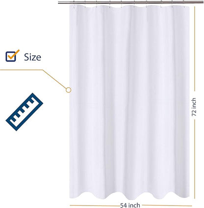 N&Y HOME Fabric Shower Curtain Liner 54 x 72 inches Bath Stall Size, Hotel Quality, Washable, Water Repellent, White Bathroom Curtains with Grommets, 54x72