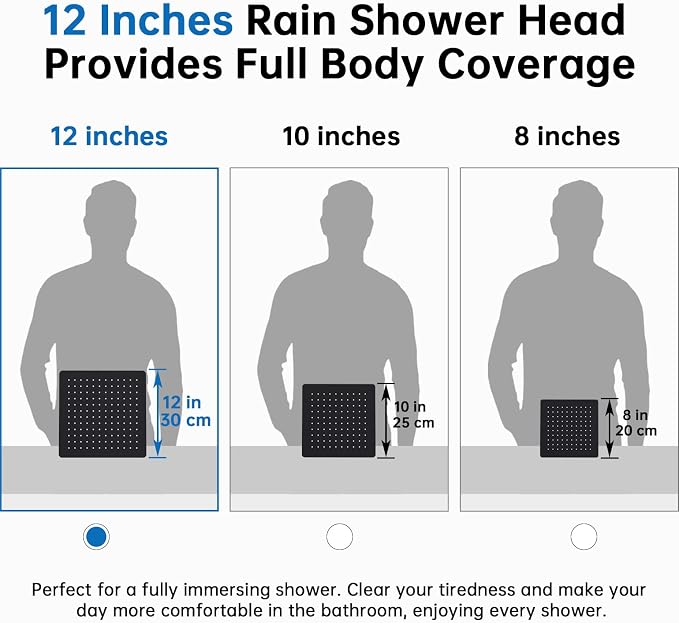 G-Promise All Metal 12 Inches Rainfall Shower Head with Handheld Combo | All Metal, Built to Last, Easy Install, Adjustable Height & Angle for All Heights, Extra Long Hose, Modern Upgrade
