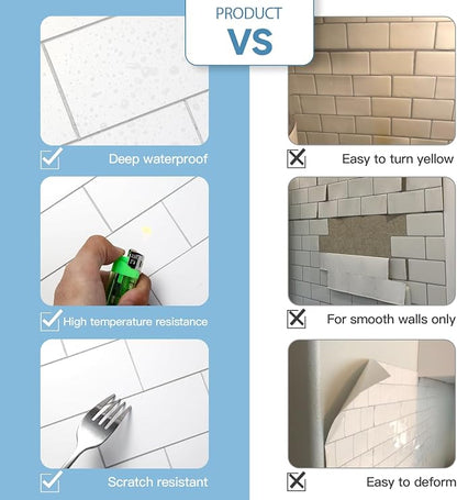 2026 New Upgrade Peel and Stick Backsplash Tile, Peel and Stick 11.34" X 11.57" Wall Tile for Kitchen, Bathroom, Fireplace, Laundry (Pure White, 10 Packs)