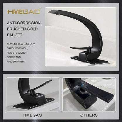 Bathroom Sink Faucet Matte Black Bathroom Faucet for Sink 1 Hole or 3 Holes Single Handle Basin Faucet with 6-inch 10-inch Deckplate