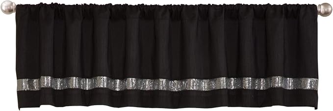 Lush Decor Night Sky Valance Curtain Single, 84"W x 18"L Black & Gray - Extra Wide Curtains - Kitchen Curtains Valances For Windows - Bathroom Curtain