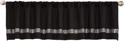 Lush Decor Night Sky Valance Curtain Single, 84"W x 18"L Black & Gray - Extra Wide Curtains - Kitchen Curtains Valances For Windows - Bathroom Curtain