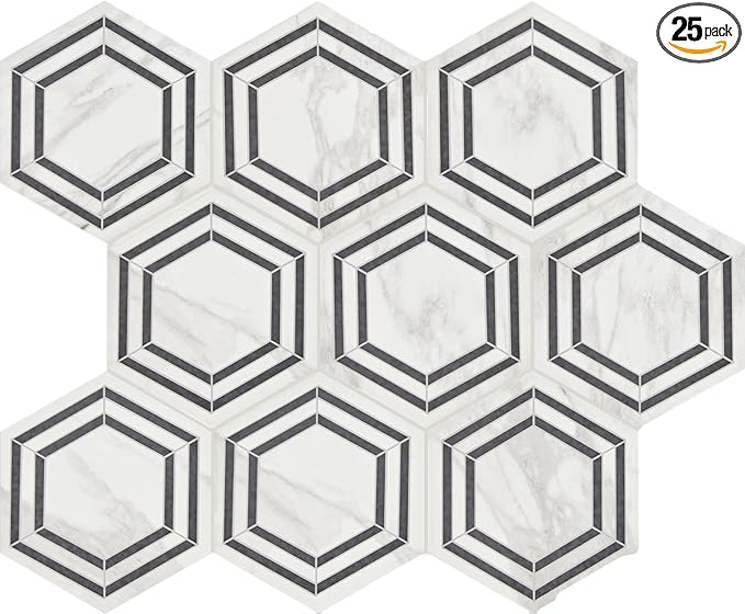 Daltile Perpetuo 8" Glazed Porcelain Hexagon Decorative Accent Wall Tile in Matte Bridal (25 pieces per carton) (9.37 swft per carton)