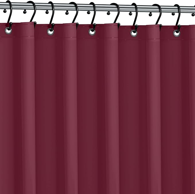 No Smell Shower Curtain Liner 72x72 Burgundy - PEVA Plastic Shower Curtain for Bathroom, PVC-Free Waterproof Burgundy Shower Liner with Metal Grommets and Magnet-Weighted Bottom Hem - Washable Liner