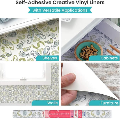 Con-Tact Brand Creative Covering, Self-Adhesive Shelf Multi-Purpose Vinyl Drawer Liner, Easy to Use and Apply, 18" x 9', Abbey Sage (Pack of 2)