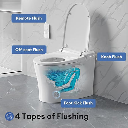 Smart Toilet with Bidet Built In, Bidet Toilet ADA Comfort Height Elongated One-Piece Toilet,Toilet With Bidet 3 Multi-Functional Cleaning Modes Night Light Heated Seat S20