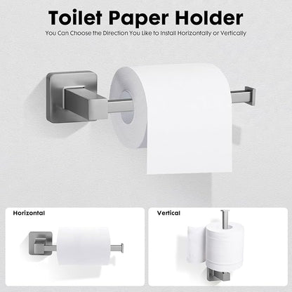 5 Piece Bathroom Hardware Accessories Set Brushed Nickel,24 Inch Towel Bar Set,Towel Rack Set,Bathroom Towel Holder Set