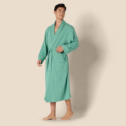 Amazon Essentials Men's Lightweight Cotton Waffle Bath Robe, Mid-Length Loungewear (Available in Big & Tall)
