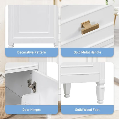 20 Inch Small Bathroom Vanity with Sink, Vanity Cabinet with Tip-Out Drawer and Door Rack Organizer, Adjustable Shelf, White