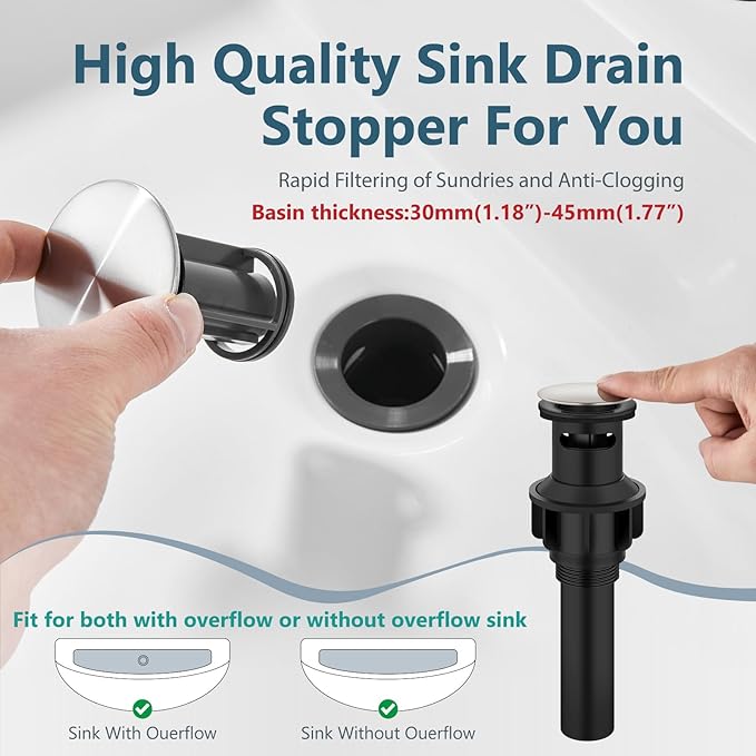 Aolemi Bathroom Faucets Arc 4 Inch Centerset Bathroom Sink Faucet Single Handle Vanity Faucet with Supply Lines,with Pop Up Drain Assembly,Brushed Nickel