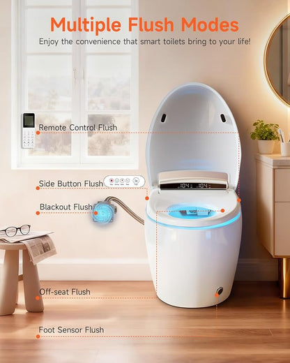 Smart Toilet with Bidet Built In, One Piece Electric Toilets|ADA | Auto Open/Close|17.2'' ADA|Powerful Siphon Flush|Foot Sensor Operation|Instant Warm Water,Dryer|LED Display & Night Light