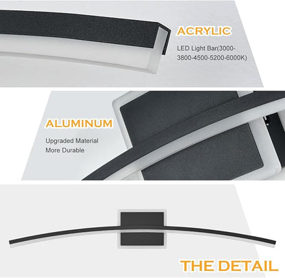 Benkut Modern LED Wall Sconce Black LED Bathroom Light Fixtures Over Mirror Wall Lighting for Bathroom, Dimmable Long Vanity Light for Bathroom Living Dining Room(5CCT 31.5Inch)