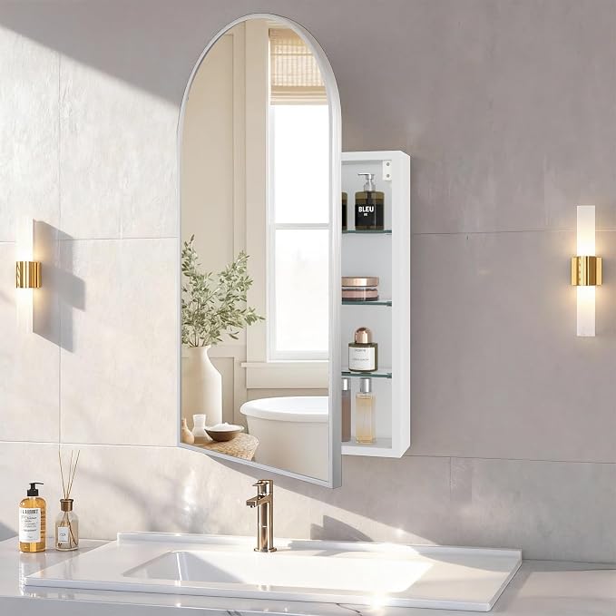 FKWin Bathroom Medicine Cabinet with Mirror, Wall-Mounted, 16x30 Inch | Medicine Cabinet Mirror, Small Apartment Bathrooms, Space-Saving Storage, Easy Organization , Elegant Bathroom Upgrade