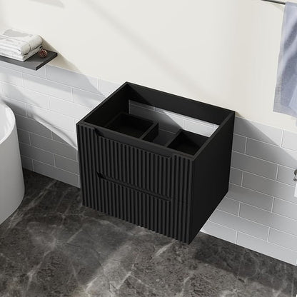 24” Floating Bathroom Vanity Cabinet Wall-Mounted Bathroom Vanity in Black, Sink Basin Not Included