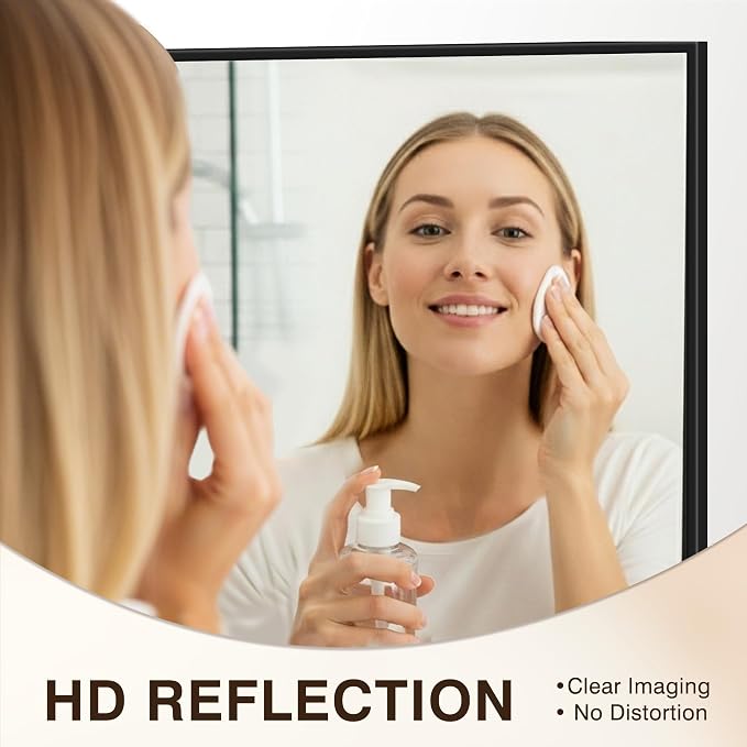FICTOR Bathroom Vanity Mirror for Over Sink, 24" x 30", Black | Anti-Rust Frame, Shatterproof Tempered Glass, Vertical/Horizontal Wall Mounted Mirror for Bedroom, Entryway, Living Room