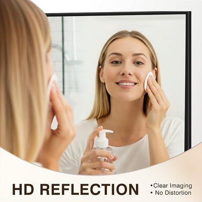 FICTOR Bathroom Vanity Mirror for Over Sink, 24" x 30", Black | Anti-Rust Frame, Shatterproof Tempered Glass, Vertical/Horizontal Wall Mounted Mirror for Bedroom, Entryway, Living Room