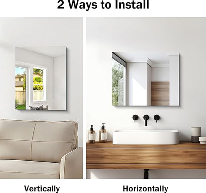 CILIBER Frameless Mirror 16"x20", Rectangle Bathroom Mirror, Shatterproof Vanity Mirrors Polished Edge, Unframed Mirrors for Wall Hangs Horizontally or Vertically for Home Gym Bedroom Living Room