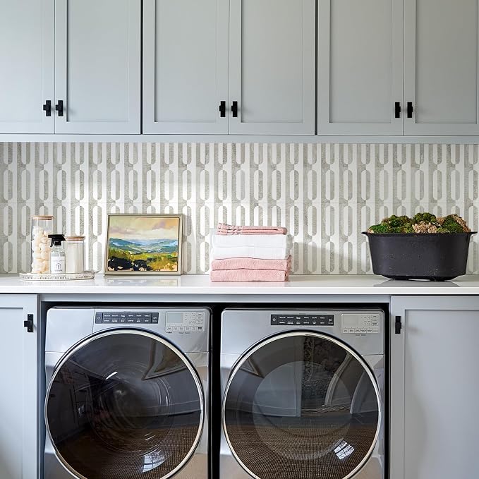 STICKGOO Peel and Stick Backsplash Tiles 12"x12", Waterproof Stick on Kitchen & Bathroom Backsplash, PVC Self Adhesive Wall Tiles for Fireplace, White/Beige Slate (10 Sheets)